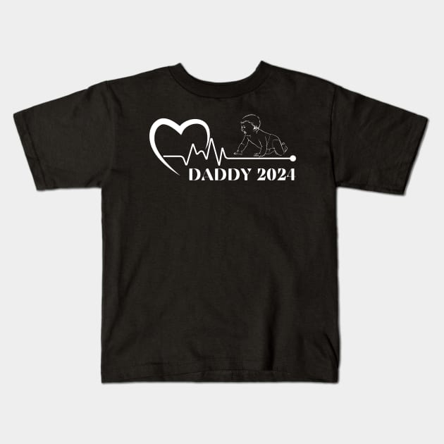 First Time Father Gift, Expecting Daddy 2024 Kids T-Shirt by Positive Designer